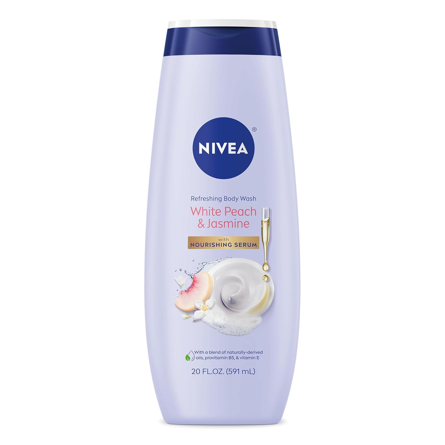 NIVEA Refreshing White Peach and Jasmine Body Wash, 20 FL OZ