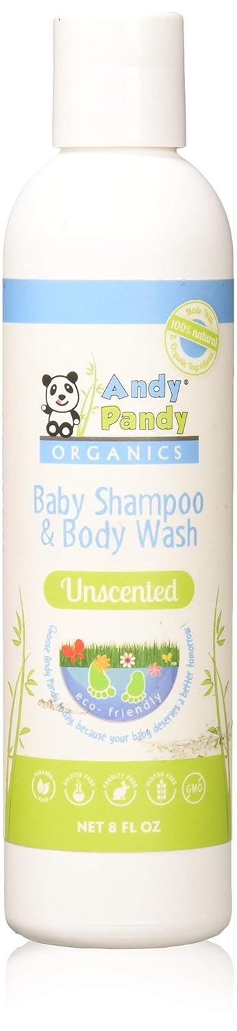 Hansen Kids Andy Pandy Organics 100% Natural & Organic Baby Body Wash & Shampoo (8 fl oz, Unscented)