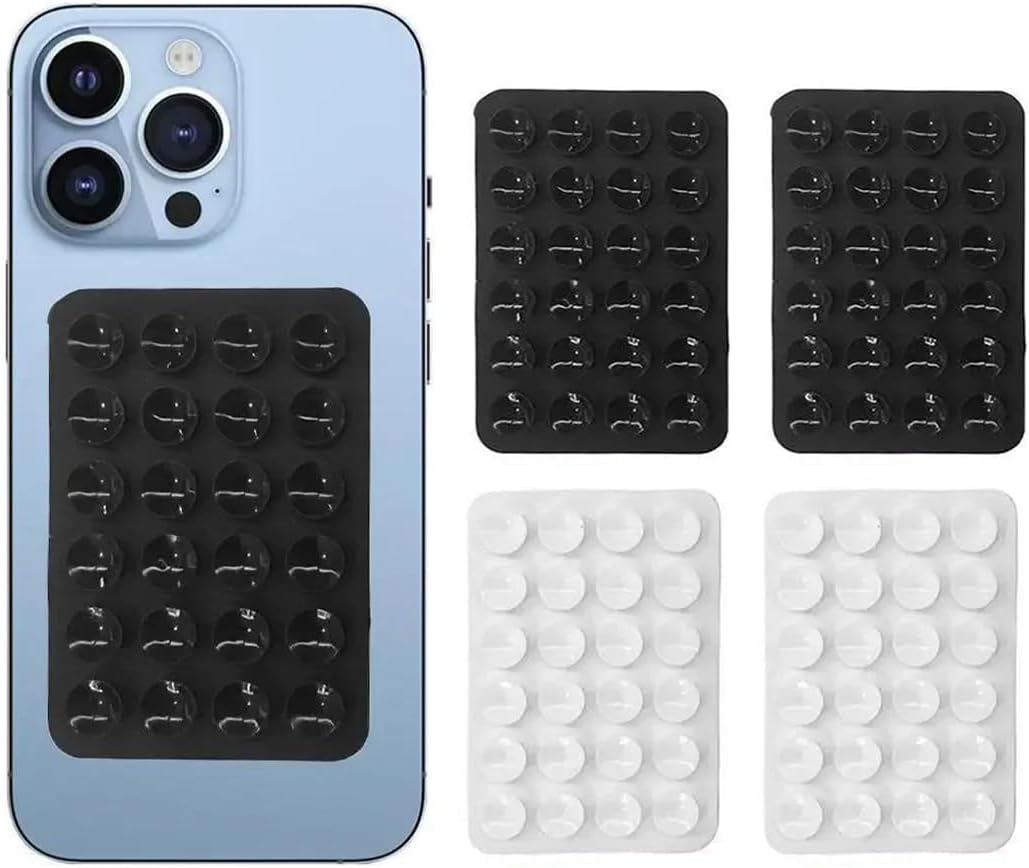 Silicone Suction Phone Case Adhesive Mount, 4 pieces Non Slip Suction Cup Phone Mount, Suction Phone Case Mount, Anti-Slip Hands-Free Mobile Accessory, for Selfies and Videos, black, white