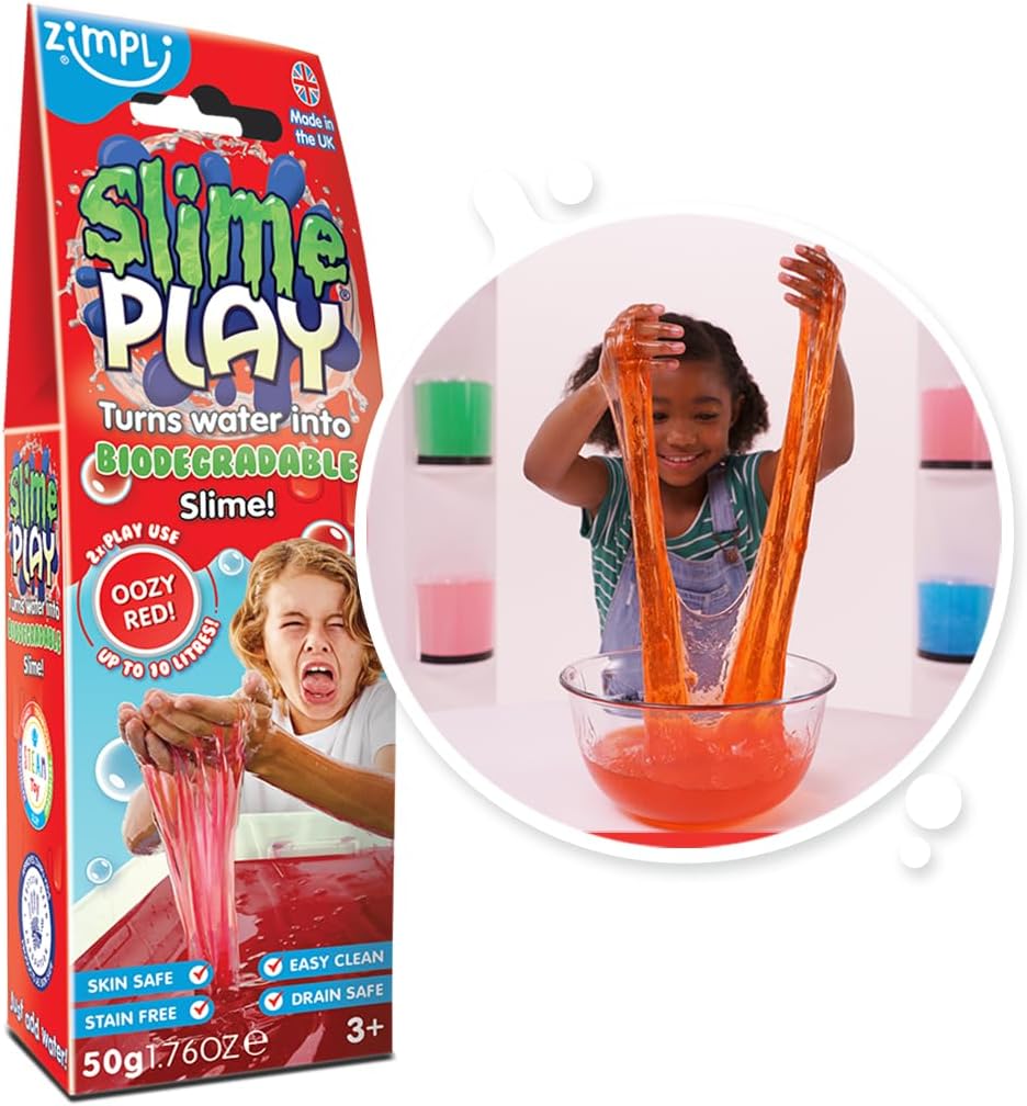 Slime Play Red from Zimpli Kids, Magically turns water into gooey, colourful slime, Magic Putty for Children, Stress Relief Toy, Preschool Toys for Ages 3 and up, Sensory Birthday Gift, Imaginary Play