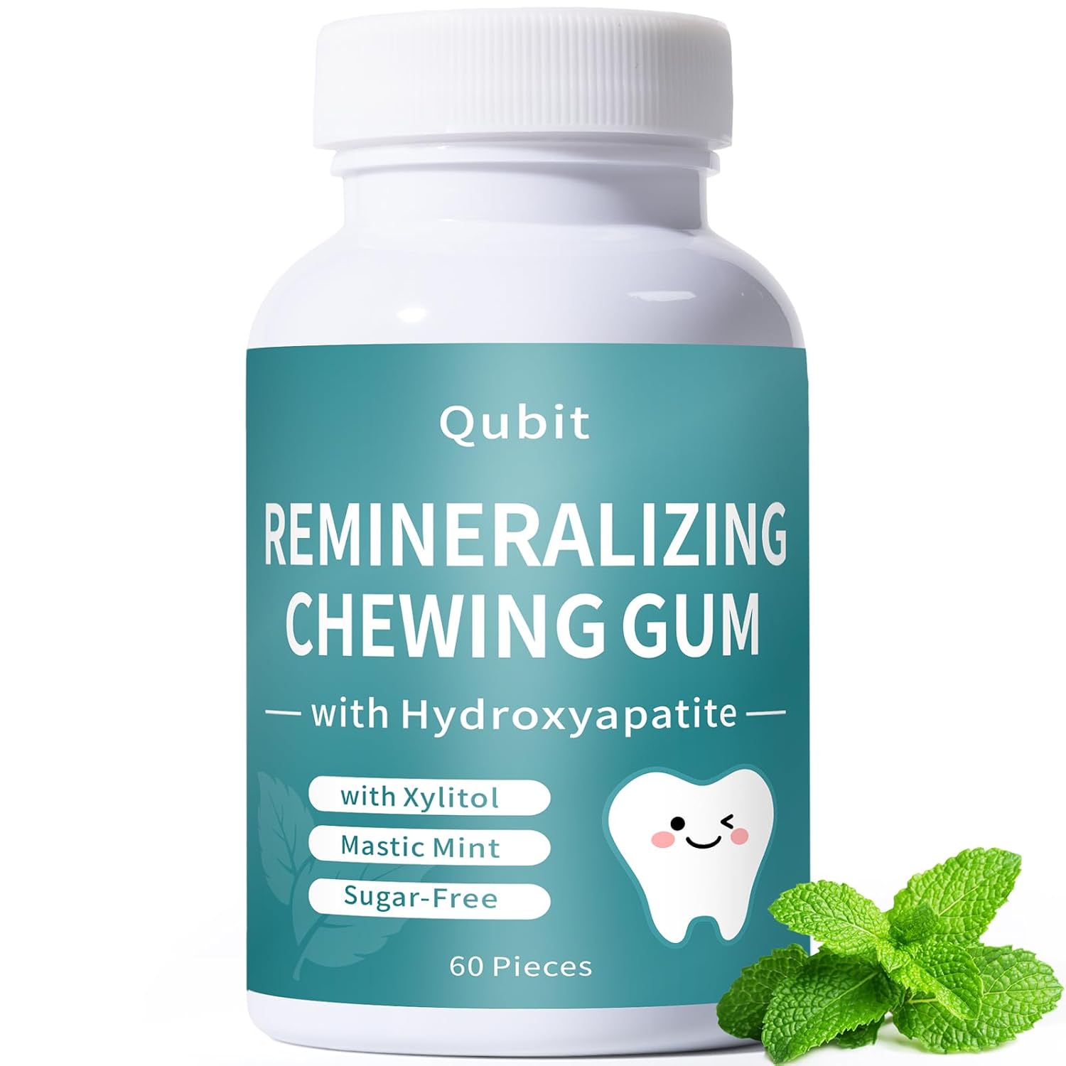 Remineralizing Gum with Nano-Hydroxyapatite Gum & Xylitol – Sugar-Free Mastic Mint – Enamel Protection, Fresh Breath & Oral Health, Long-Lasting Flavor – 60 Pieces