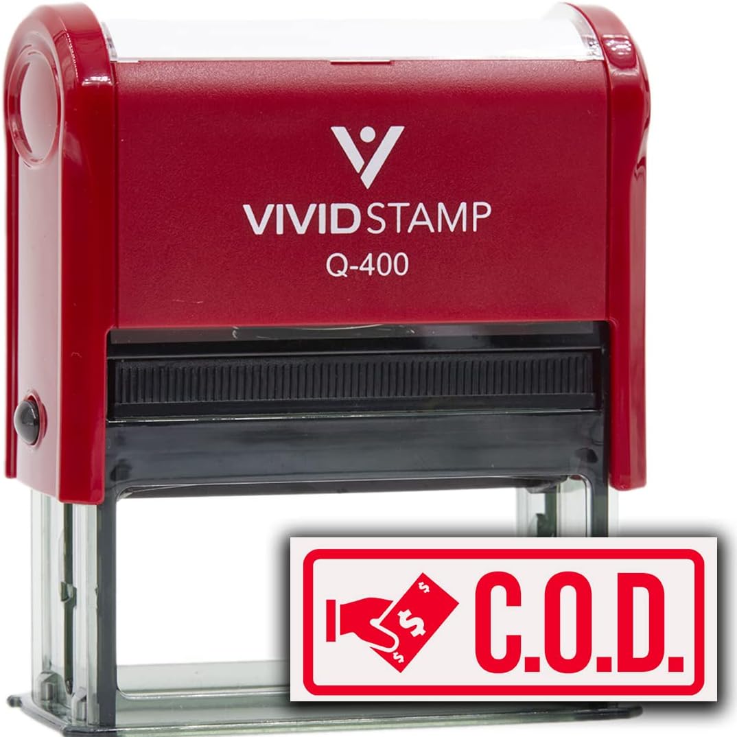 Rubber Stamp C.O.D. (Cash On Delivery) Self Inking Rubber Stamp (Red Ink) - Q-400
