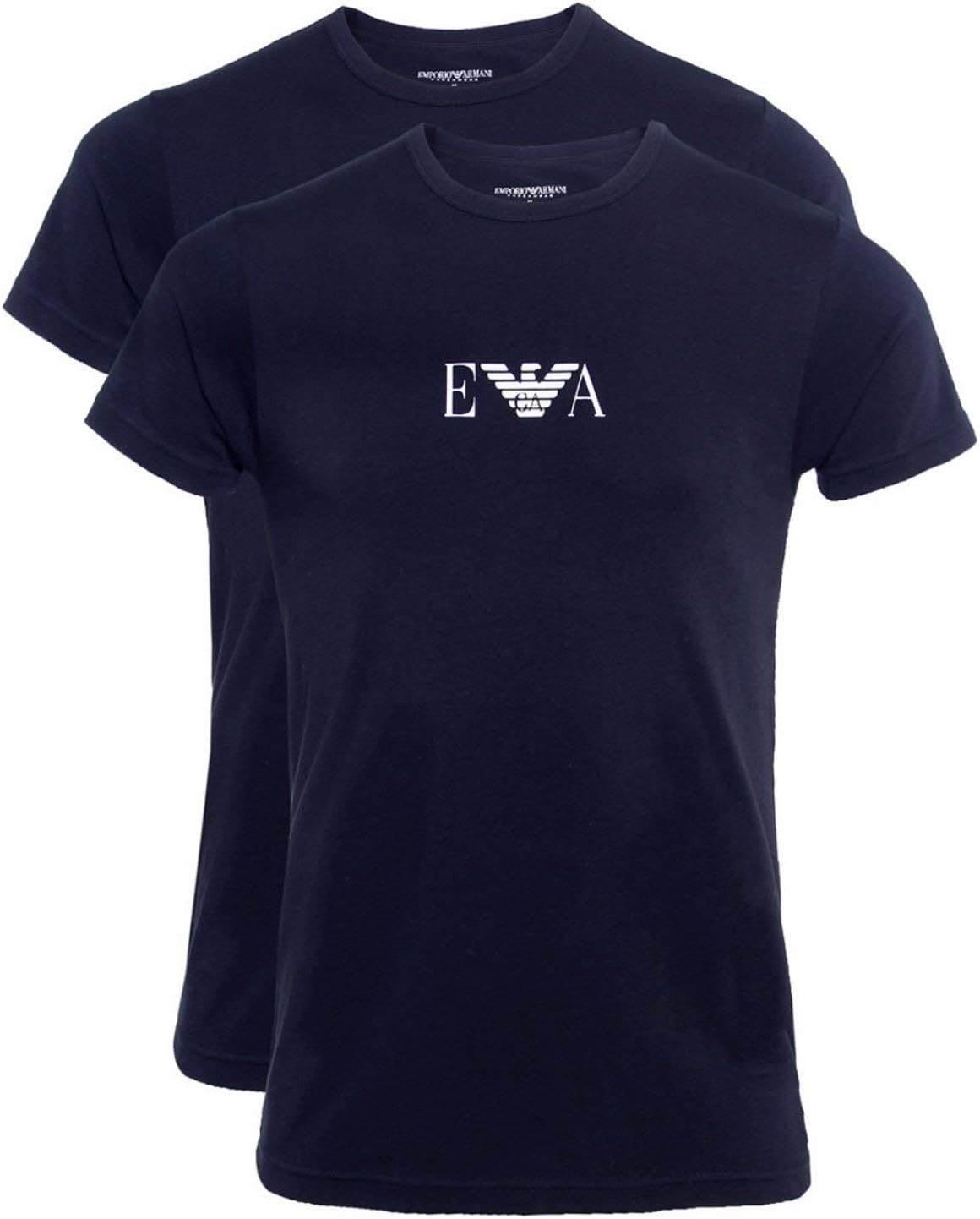 Emporio Armani Stretch BI-Pack Crew Neck T-shirt, Black/White