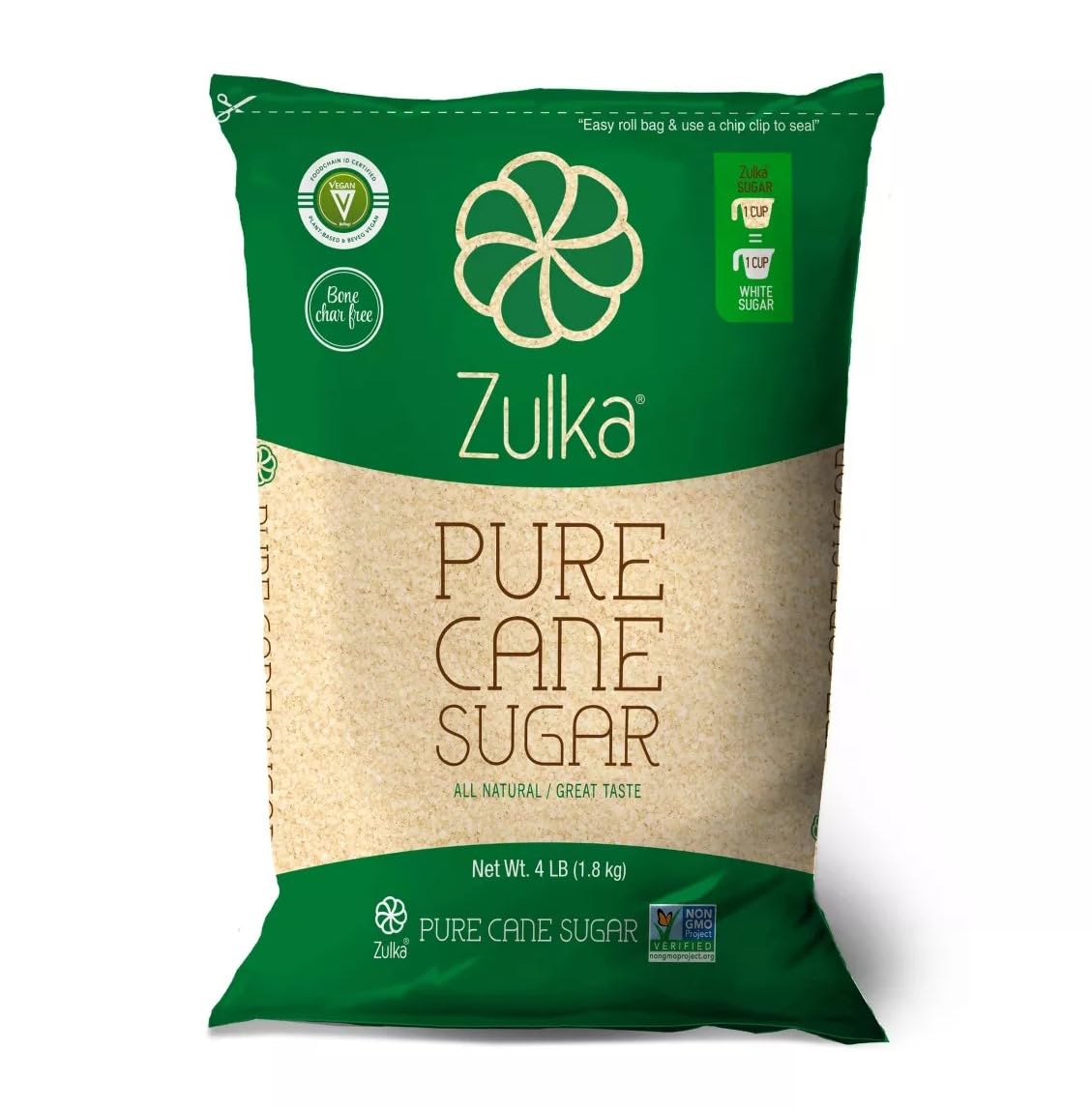 Zulka Morena 100% Pure Cane Sugar - NON-GMO All Natural Great Taste - Great for Baking , 4 lbs (Pack of 2)