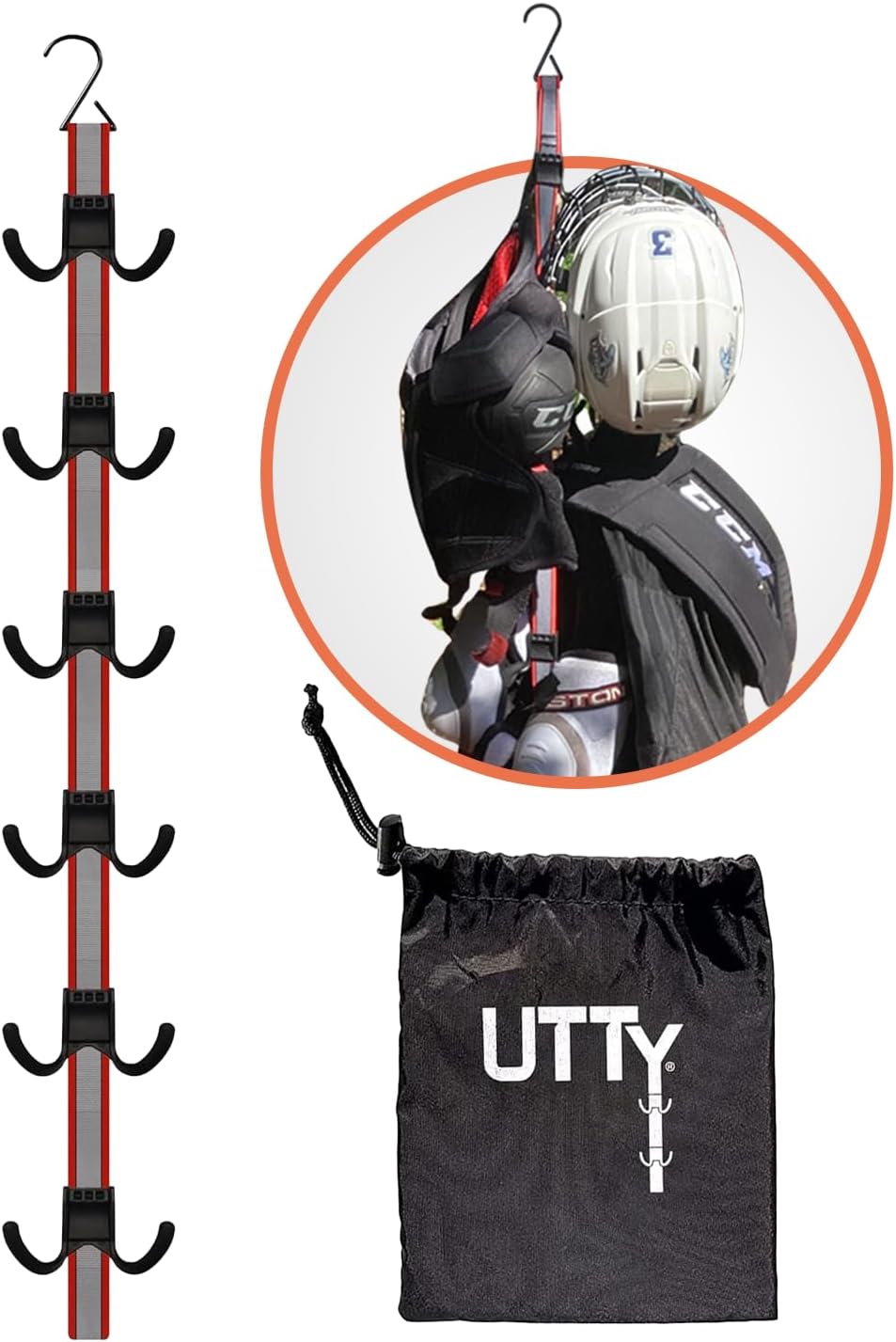 UTTY Hanging Hockey Drying Rack - Multipurpose Portable Drying Rack for Hockey Sports Equipment, Camping Accessories & Outdoor Sports Equipment with Adjustable Hooks for Home, Travel & Outdoor Use