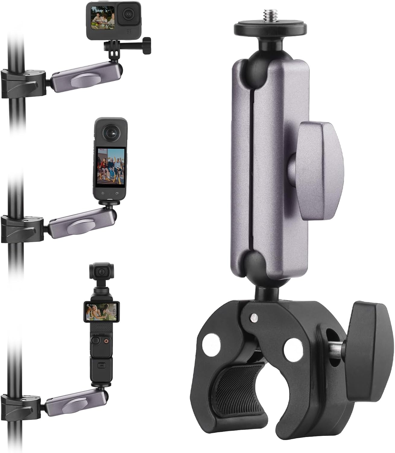 Pocket 3 Camera Bike Mount Clamp Motorcycle Handle Holder Aluminum for Insta360 X5 X4 X3 Ace Pro Go 3S, for DJI Osmo Pocket 3 2 Mobile 7P Action 5 Pro 4 3, for GoPro Max Hero Mini Accessories
