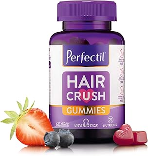 Perfectil Hair Crush Vitamin Gummies - Hair Growth and Thickening Formula | Supports Thicker, Healthy Hair | Biotin, Vitamin D, and More in a Vegan Chewable Gummy