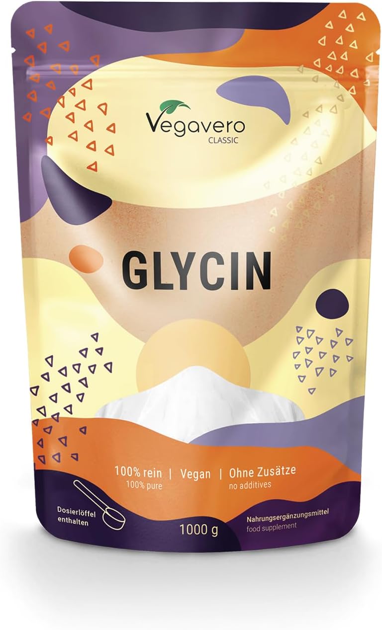 Vegavero Pure Glycine Powder 1 kg | 3000 mg Daily Dose | NO Additives, Lab-Tested | Supports Recovery, Muscle & Collagen Synthesis | with Measuring Spoon | Vegan