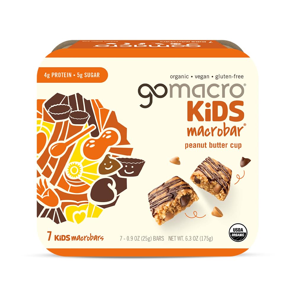 GoMacro Kids MacroBar Organic Vegan Snack Bars - Peanut Butter Cup (0.90 Ounce Bars, 7 Count)