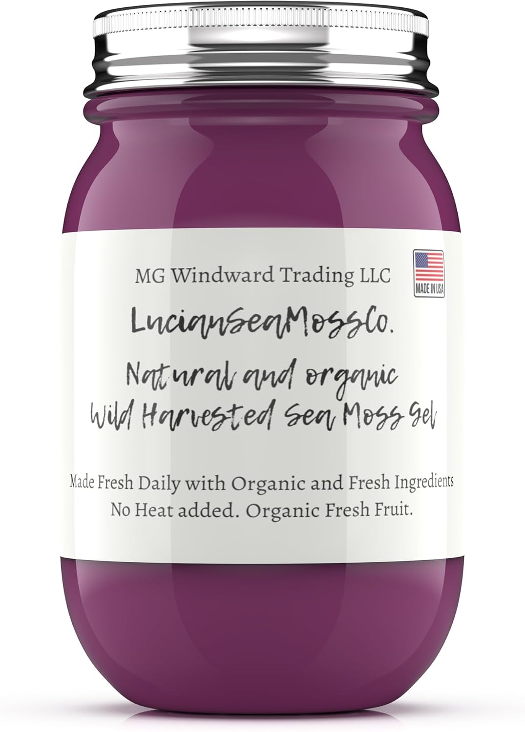 Pure Certified Wild Harvested Organic Sea Moss Gel Made Fresh (16 Ounce, Elderberry Ginger)