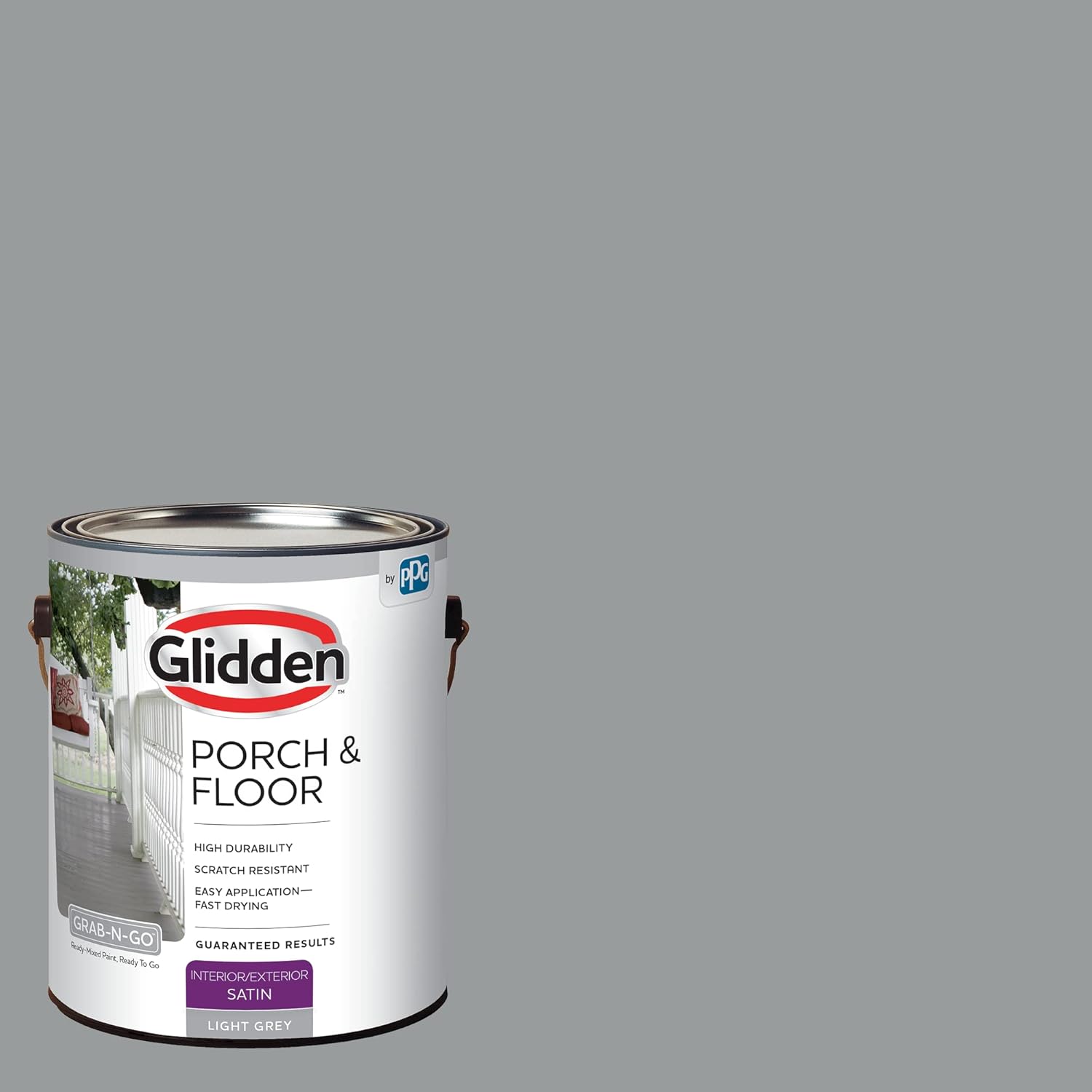Glidden Grab-N-Go Porch and Floor Interior/Exterior Paint, 1 Gallon, Satin, Light Gray, 128 Fl Oz (Pack of 1)