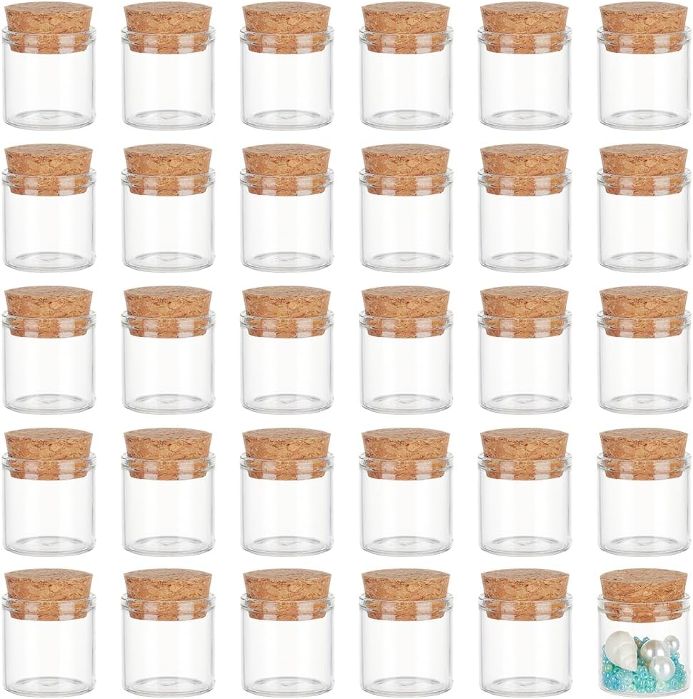 PH PandaHall 30PCS 12ml Glass Bottle with Cork, Mini Transparent Glass Bottles Wish Bottles Empty Spell Jars Message Bottles Storage Decorative Bottle for Wedding Favors, Baby Shower Favors