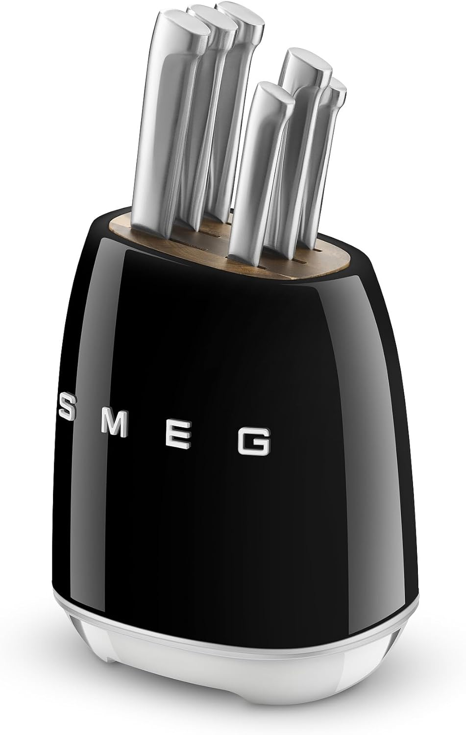 Smeg Black Stainless Steel Knife Block Set