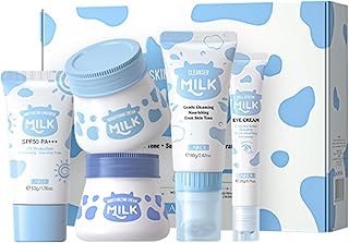 Milk Face Care Set for Women & Girls – Comprehensive Milk Skin Care Set – Indulgent & Nourishing Milk Skincare Gift Set for Radiant Skin, White