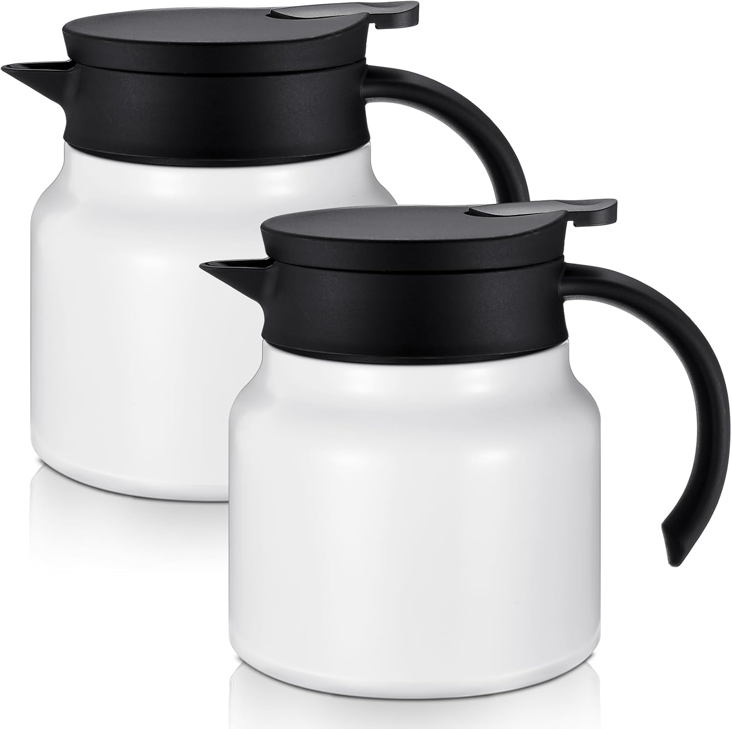 2 Pcs Thermal Coffee Carafe for Keeping Hot/Cold Stainless Steel Small Coffee Creamer Container Double Wall Vacuum Insulated Tea pot Beverage Dispenser for Milk Hot Chocolates (White,27 oz)