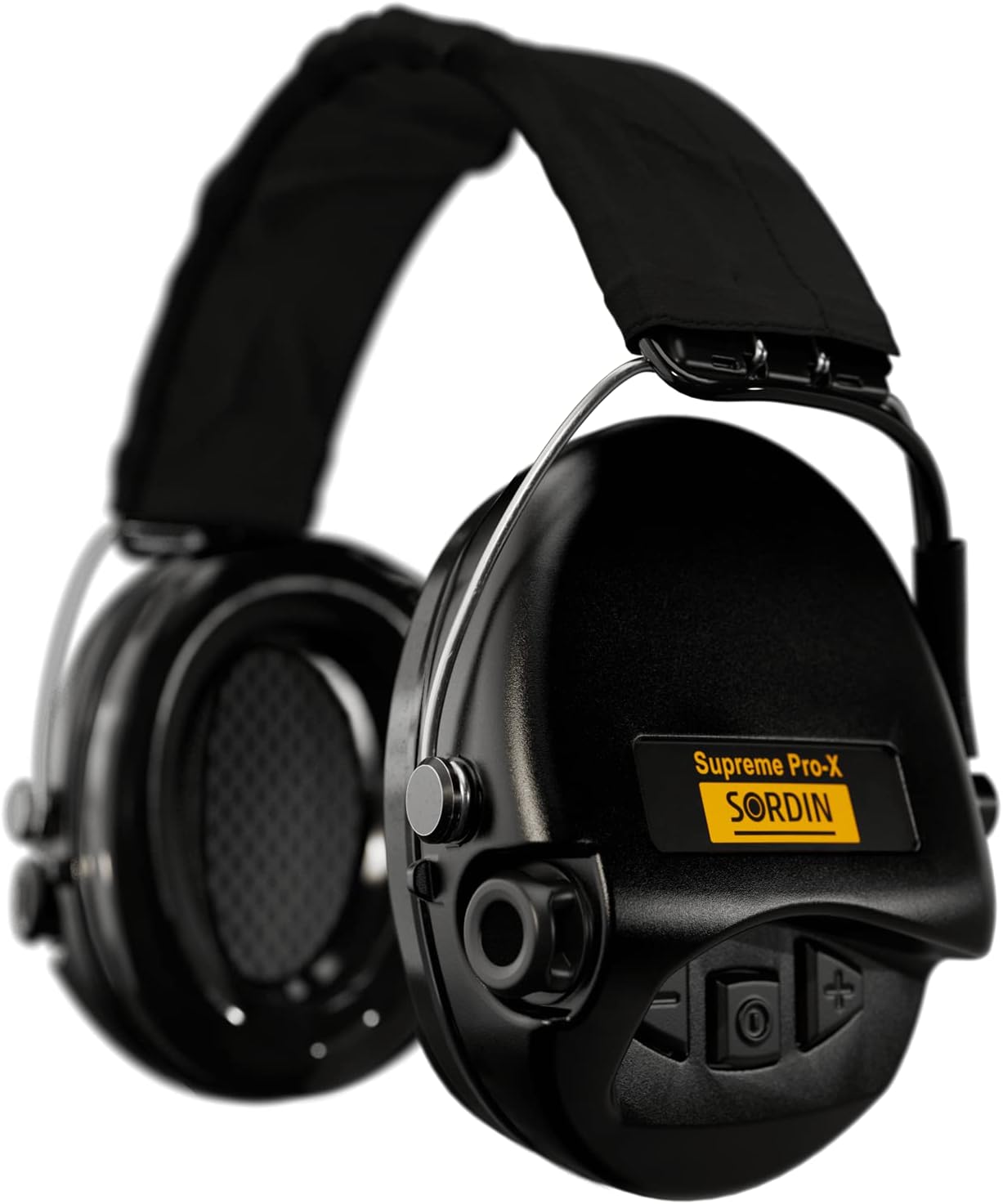 Sordin Pro-X Ear Muffs - Active and Electronic Ear Defenders w/Textile Band - Gel Pads - Earmuffs for Hunting & Shooting