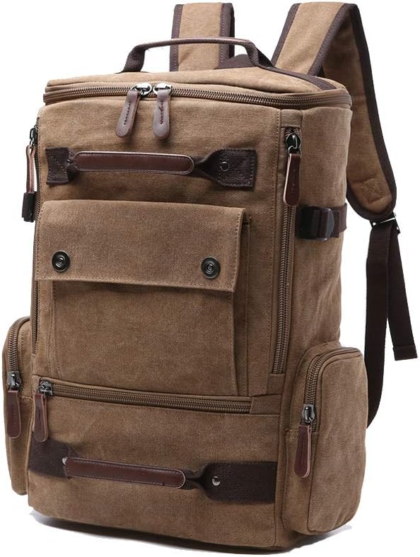 Canvas Backpack, Casual Backpack Unisex Vintage Canvas Rucksack Hiking Backpack Travel Bag Laptop Backpack School Bag Student Bag Satchel Trekking Backpack Camping Bag Coffee