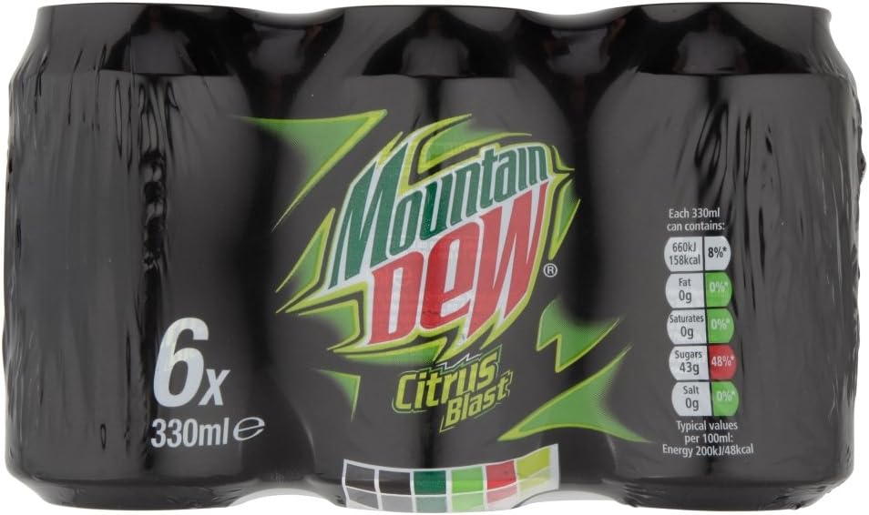 Mountain Dew Citrus Blast Soft Drink Can 6 x 330ml (Pack of 4, Total 24 Cans)