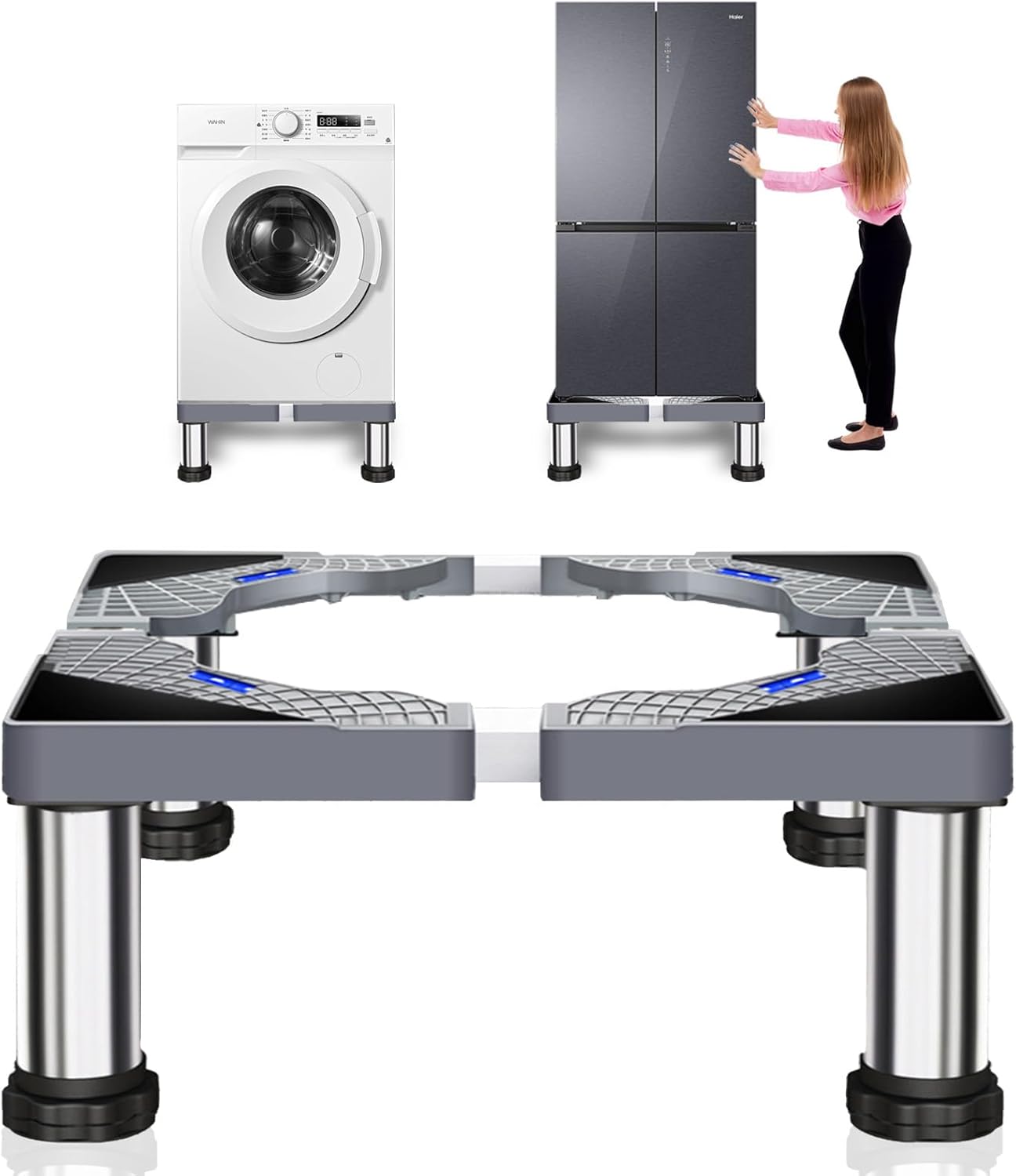 Washing Machine Base, Pedestal for Washing Machine and Dryer, Adjustable Washing Machine Base Frame for Dishwasher, Freezer and Household Appliances (Adjustable 28-31 cm)