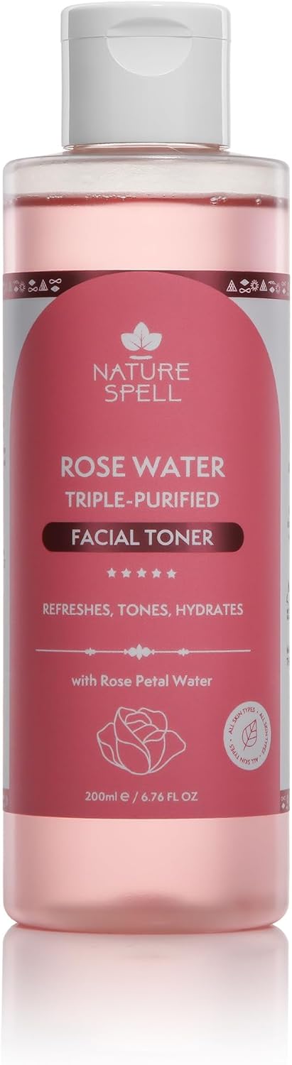 Nature Spell Pure Rose Water Facial Toner 200 ml - Restores Skin Ph Balance, Suitable For All Skin Types – 100% Vegan, Made In The UK