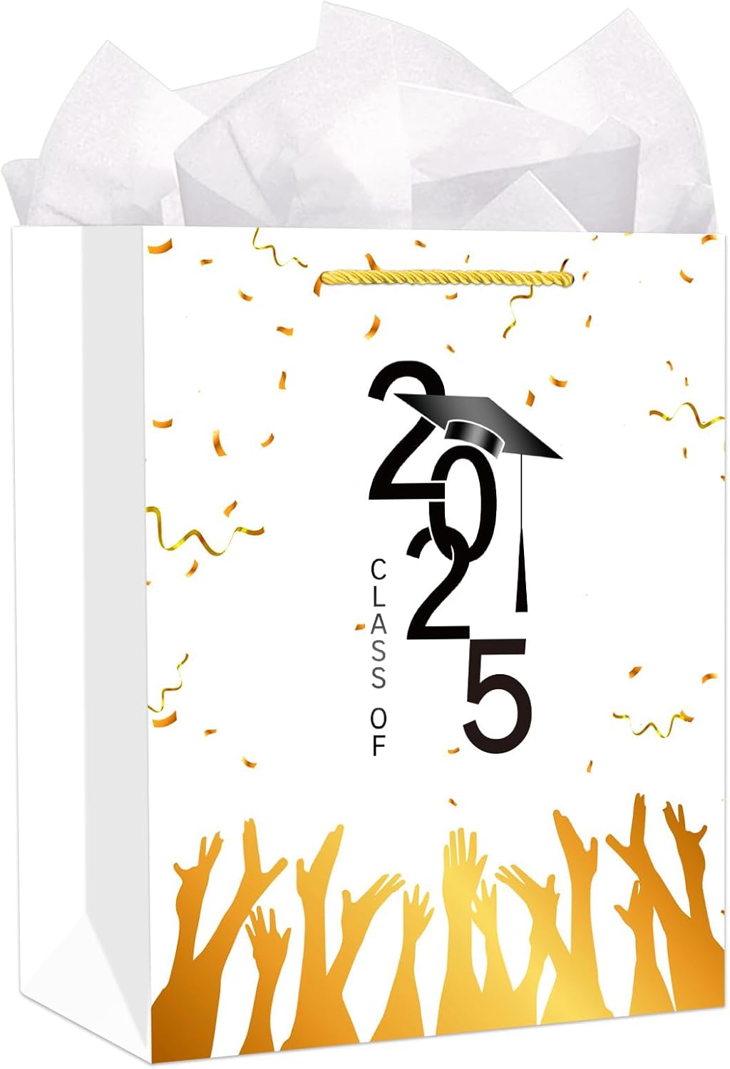 WaaHome Class of 2024 Graduation Gift Bag with Handle 13''x10.5''x5.8'' Large Graduation Gift Bags with Tissue Paper, Graduation Gift Bags for High School College Graduates Seniors Her Him