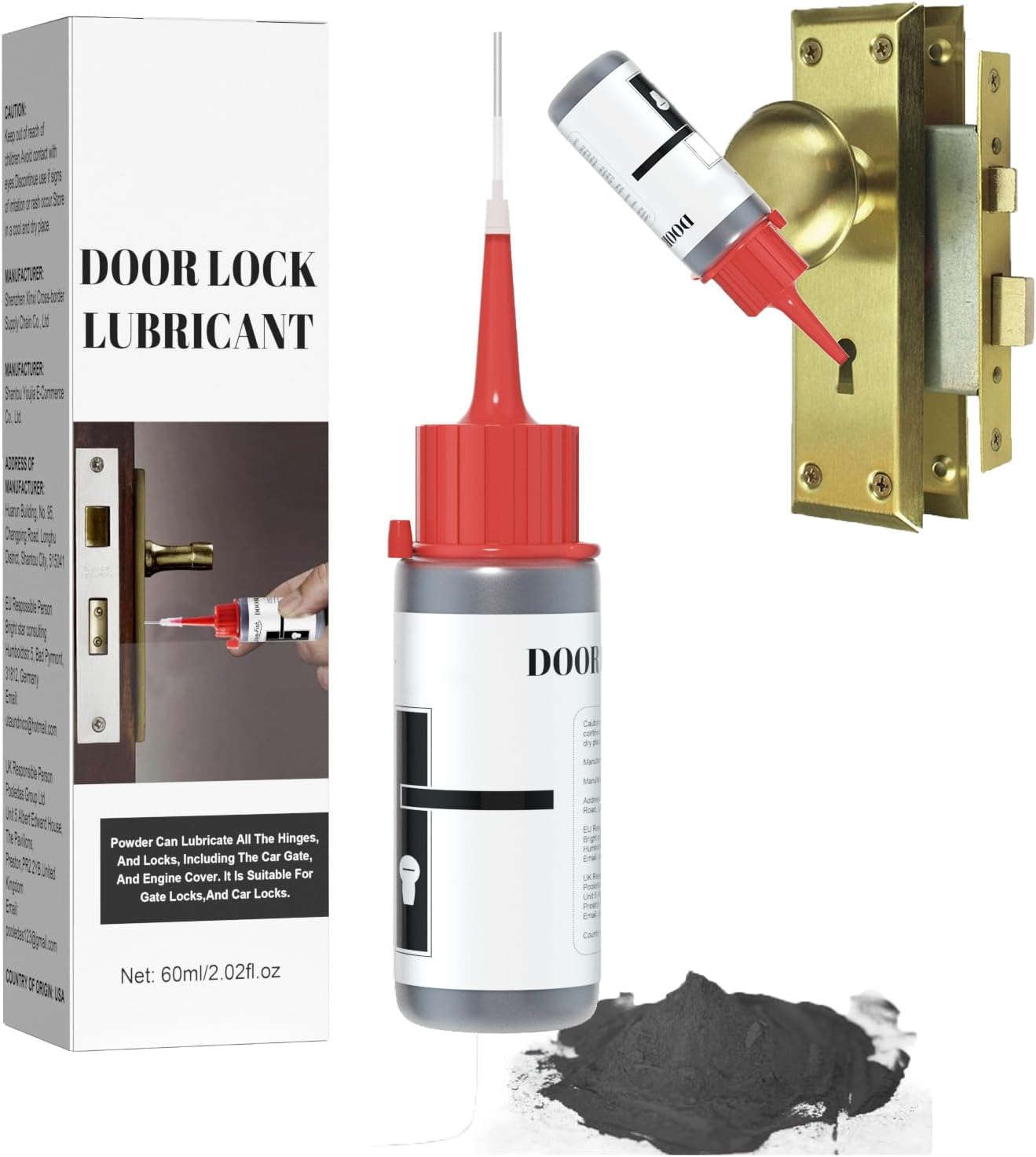 Bavooty Lock Cylinder Lubricant,Dry Lube Gra-phite Lubricant,Gra-phite Powder Lubricant,Dry Lube for Door Locks and Hinges,Graphite Powder for Every Application