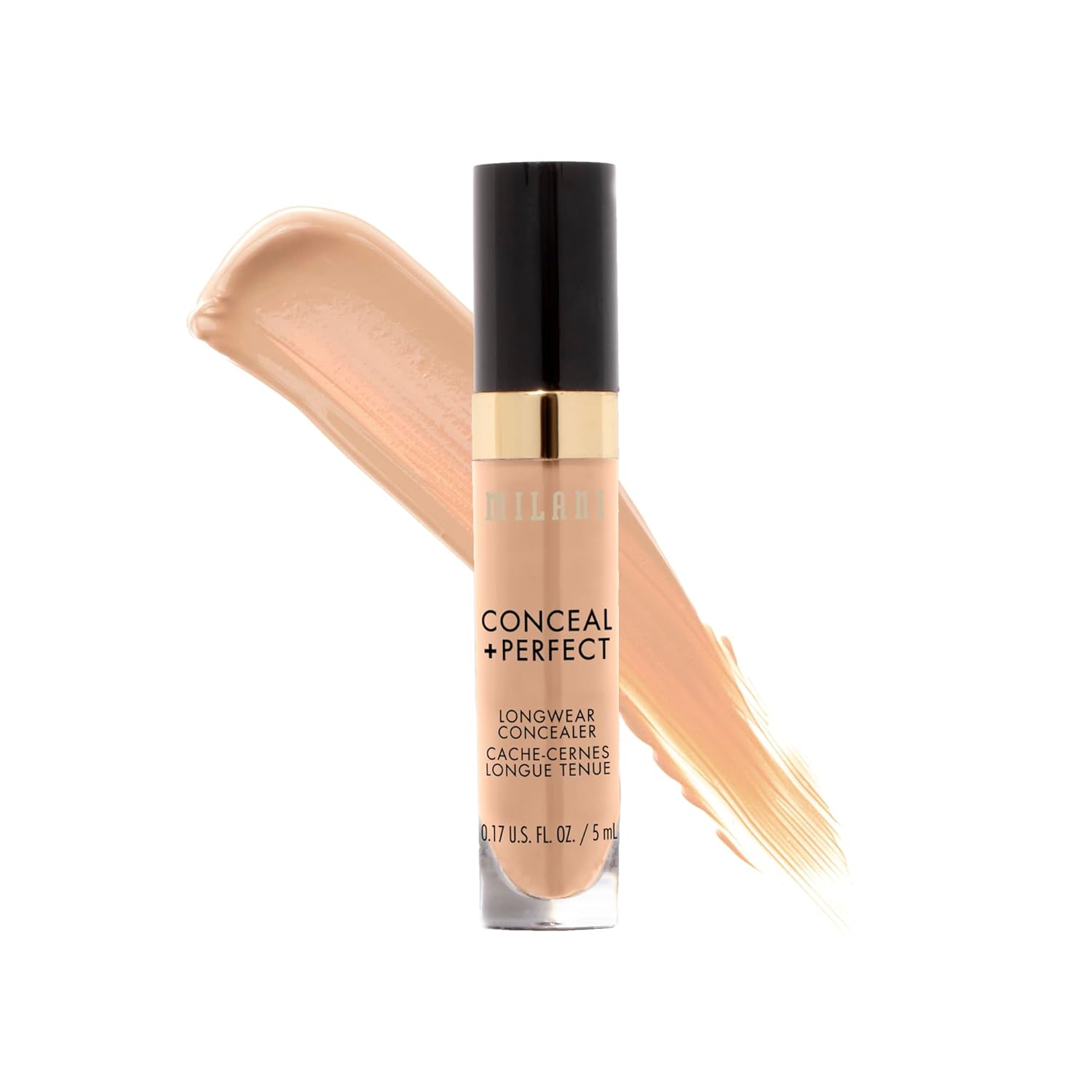 Milani Conceal + Perfect Longwear Concealer Full Coverage Infused with Hyaluronic Acid & Vitamin E, Cover Dark Circles, Blemishes & Skin Imperfections for Long-Lasting Wear - Medium Beige