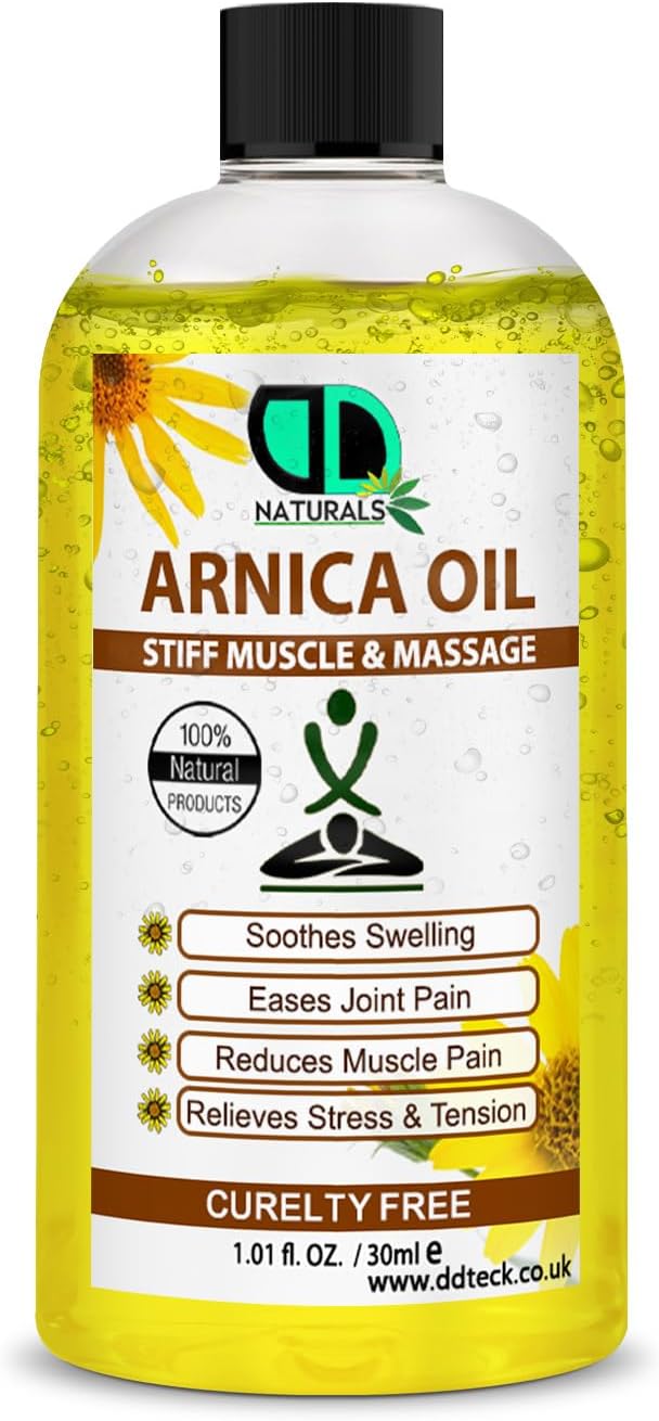 100% Natural Arnica Massage Oil –Pain Relief for Muscles & Joints – Soothes Stiffness, Relieves Stress and Tension & Improves Circulation & Skin Health (30ml)