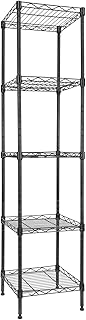 GIOTORENT 5 Tier Standing Shelving Metal Units, Adjustable Height Wire Shelf Display Rack for Laundry Bathroom Kitchen 11.8 W x 11.8 D x 50 H (5-Tier, Black)