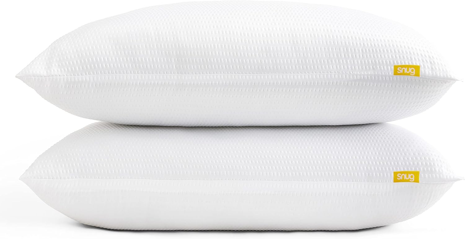 Snug Blissful Bedtime Pillows 2 Pack - Luxury Hotel Quality Pillows Medium Support for Front, Back and Side Sleepers - Eco Friendly, Hypoallergenic and Machine Washable - Pack of 2, White