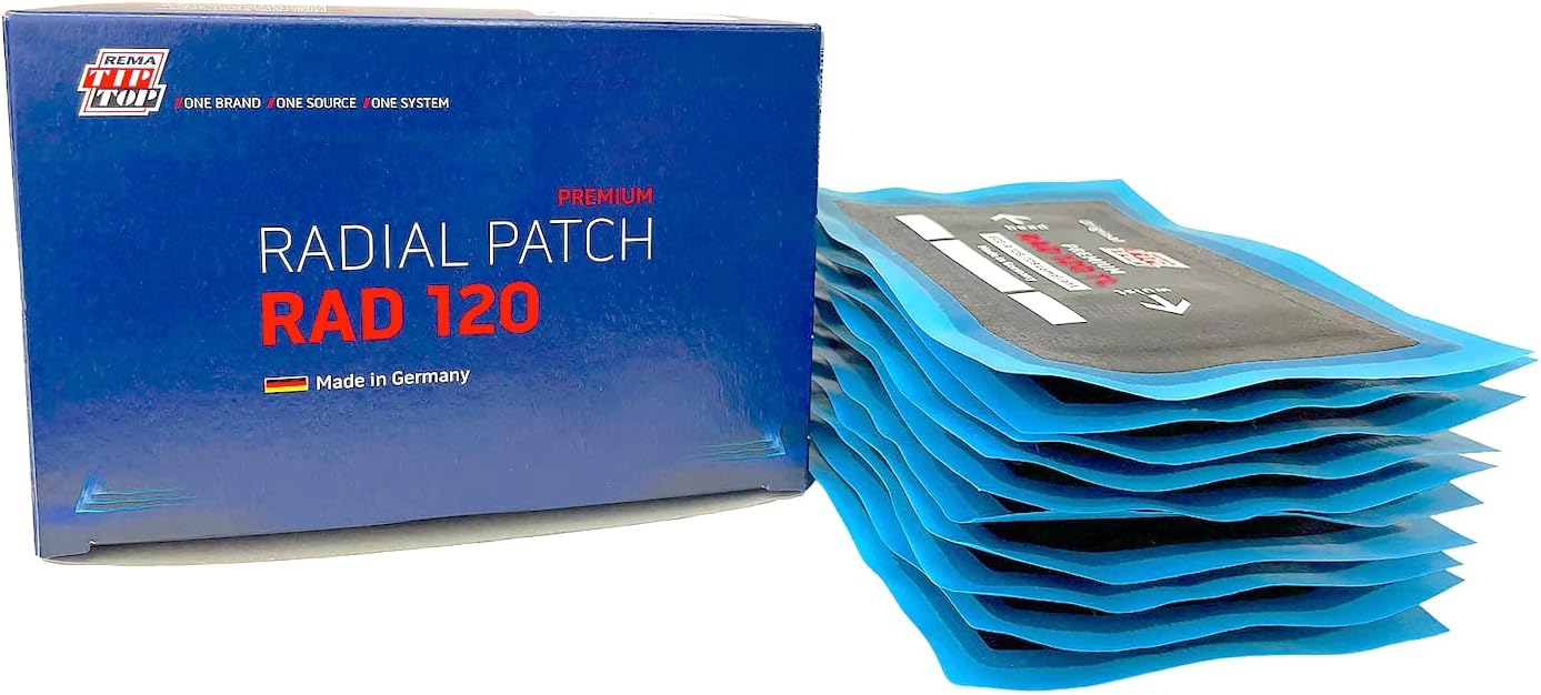 Rema Tip Top RAD120 Radial Tire Patches – 4-7/8” x 3" Self-Vulcanizing Flat Tire Universal Repair Patches – 10 Count