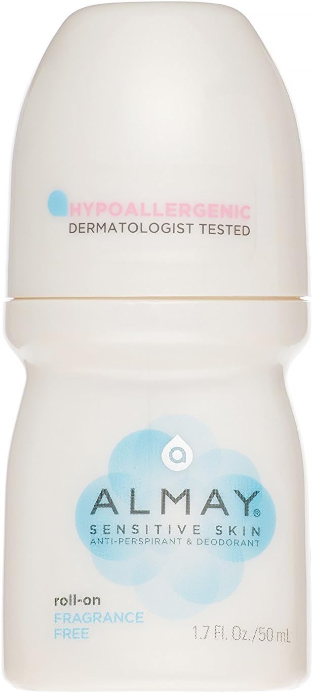 Almay Anti-Perspirant & Deodorant, Sensitive Skin, Roll-On, Fragrance Free 1.7 Oz Pack Of 4