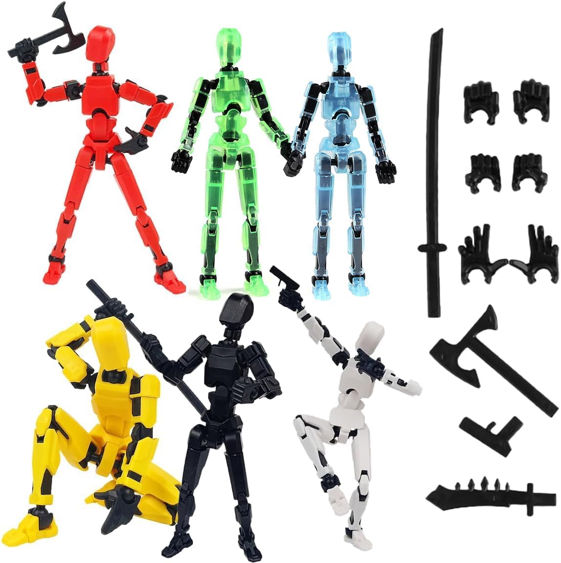 ZPSCXQ 6 Pcs T13 Action Figure, Stop Motion Figures, Multi Movable Joints, Action Figures, Mr Beast lab, Mr Beast Toys, T13 Action Figure Already Assembled