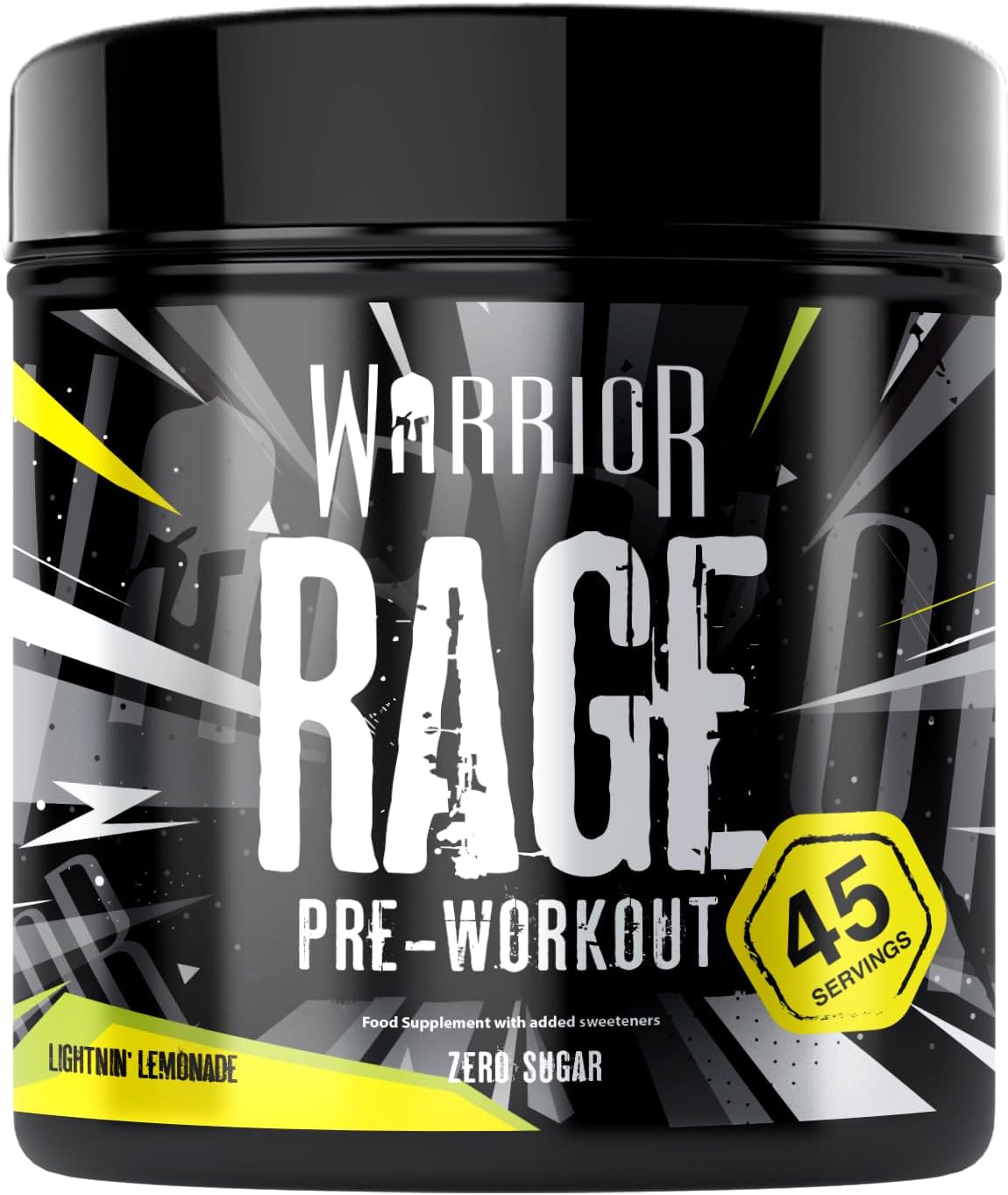 Warrior Rage - Pre-workout Powder - 392g - with Creatine Gluconate, Vitamin C and Beta Alanine - Energy Drink Sports Supplement - for Men & Women - 45 Servings (Lightnin' Lemonade)