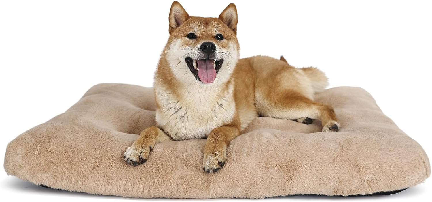 Dog Beds for Large Sized Dog Washable fit Metal Crates Machine Washable 36 inch Pet Crate Pad with Anti-Slip Bottom,Extra Soft Kennel Pad Sleeping Mat,36 x 24 Light Brown