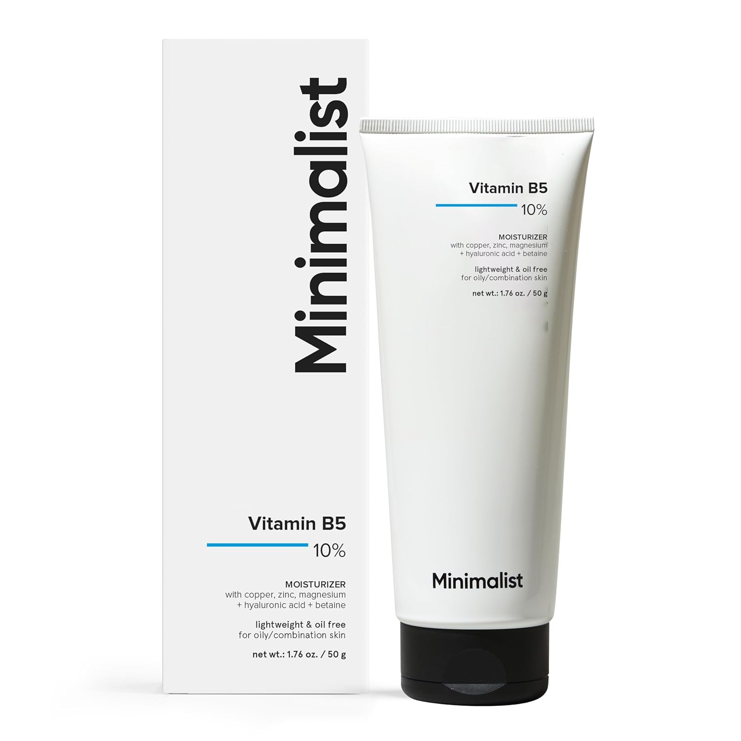 Minimalist Face Moisturizer for Oily & Acne Prone Skin | Panthenol(Vitamin B5) 10% Moisturizer for Dehydrated and Damaged Skin | For Women & Men | 1.7 Oz / 50 gm
