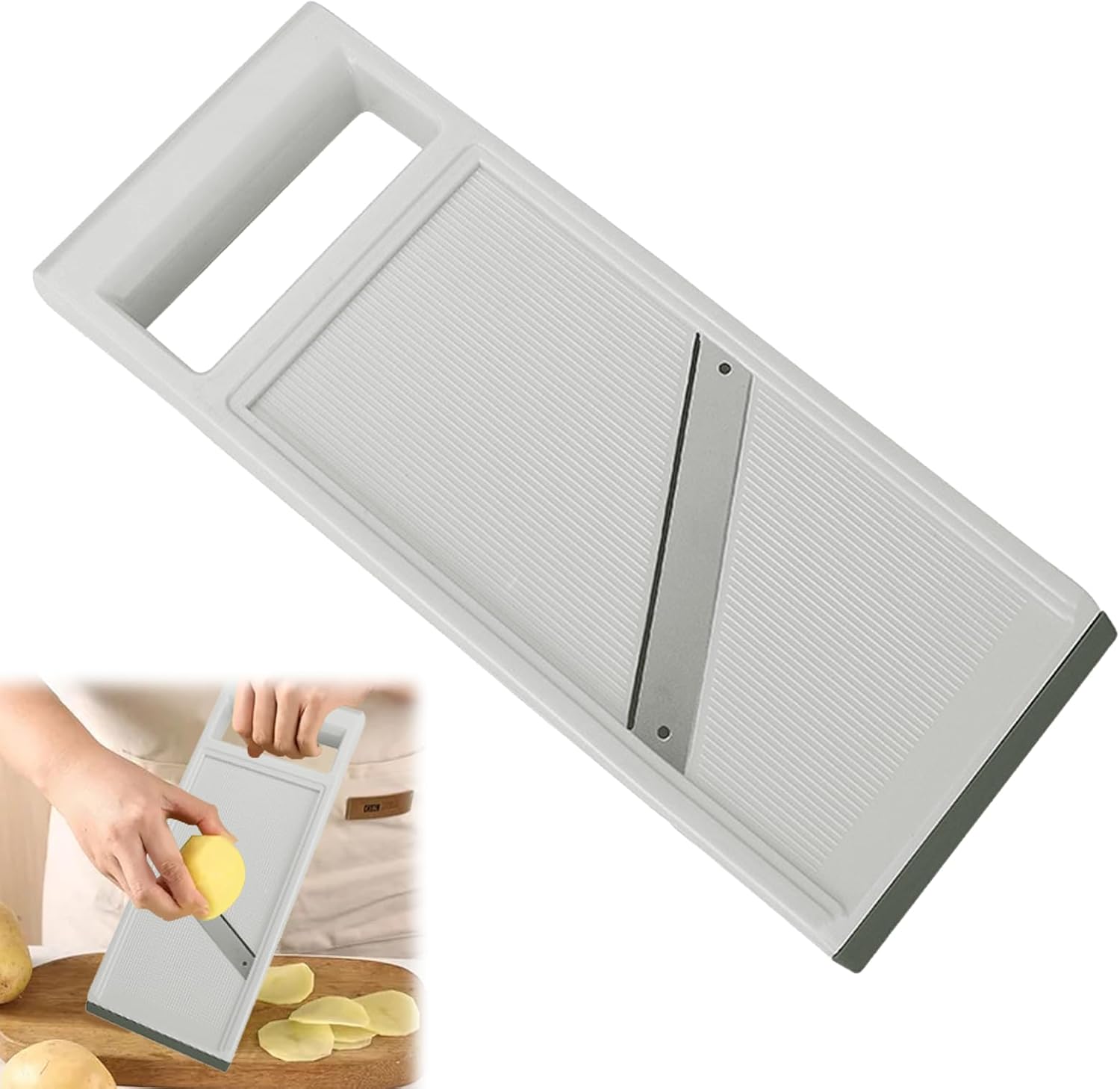 Handheld Mandoline Vegetable Slicer,Stainless Steel Mandoline Grater for Food Vegetables Fruits Potato Cheese Cucumber Quick Slicing Knife(Green)