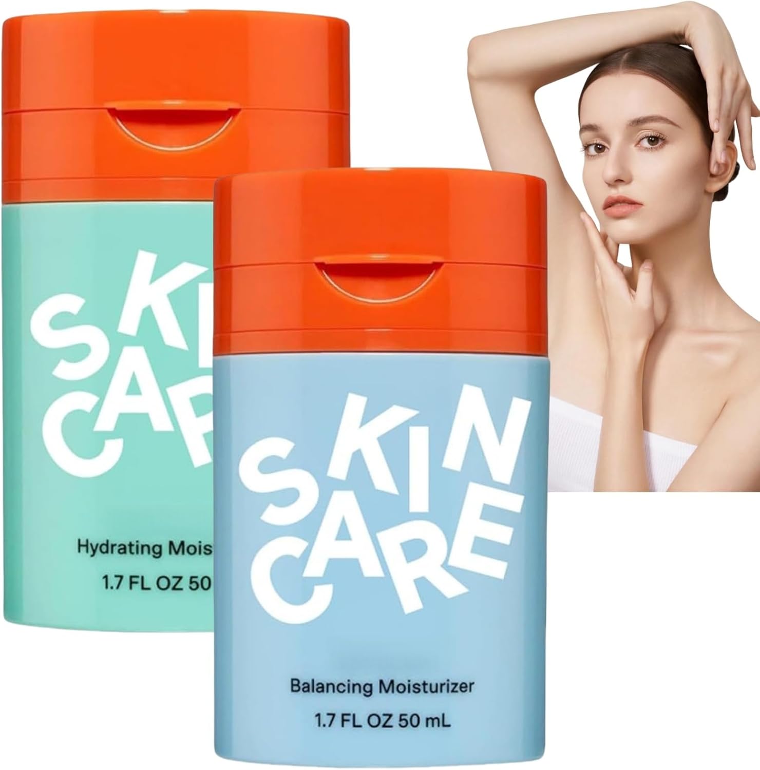 2PCS Bub~ble Skincare Slam Dunk Hydrating Moisturiser,Face Cream for Normal to Dry Skin + Level Up Balancing Gel,Skincare Set with Vitamin E+Aloe Vera Juice,Face Moisturiser for Dry Skin