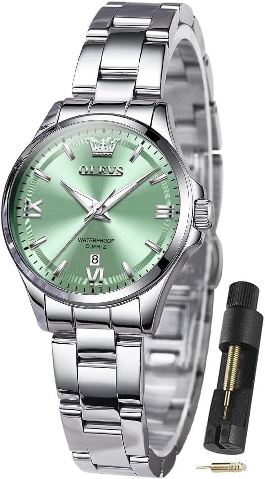 OLEVS Mens Quartz Moon Phase Watches Business Dress Large Face Wristwatch
