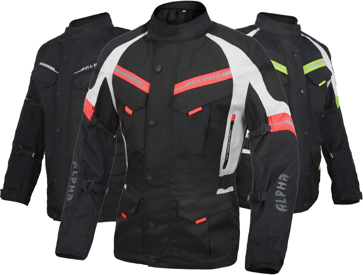 ACG ADVENTURE MOTORCYCLE JACKET MEN FOR TOURING CE ARMOR WATERPROOF ALL SEASON BIKER RIDING (BLACK/RED, SMALL)