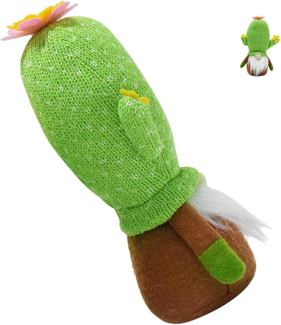 SMASOLO Faceless Cactus Plush Gnome Doll Portable Succulent Plant Figurine for Tiered Tray Farmhouse Table Centerpiece Desk Decoration Compact Summer Cartoon Statue