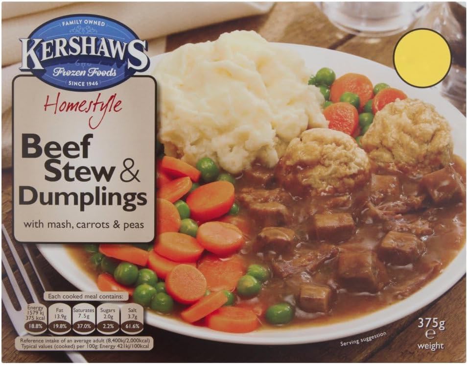 Kershaws Homestyle Beef Stew & Dumplings with Mash, Carrots & Peas 375g 375g x Pack of 3