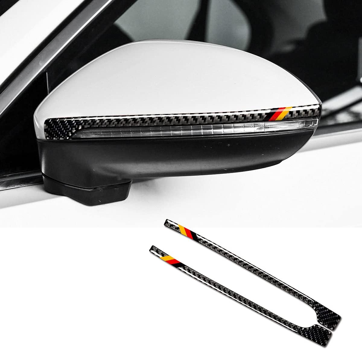 2pcs Rear View Mirror Collision avoidanceAnti-Scratch Trim Sticker,Carbon Fiber Rearview Mirror Protector Anti-rub Strip Sticker Anti-Collision Strip for Volkswagen Golf 2015-2021/ Golf GTI 2015-2021