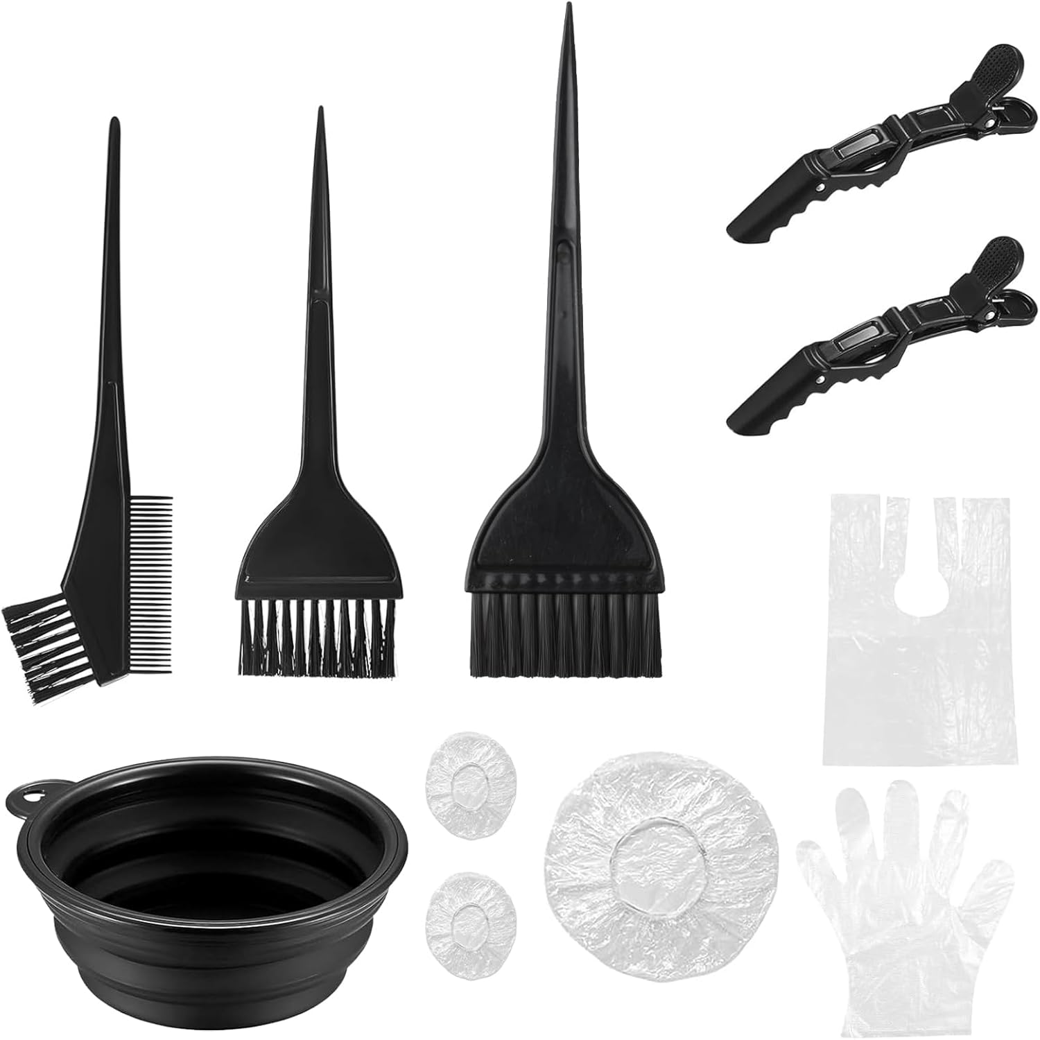 VARHHUXHA 10 Pcs Hair Dye Coloring Set Colouring Kit, DIY Beauty Salon Hair Dye Bleaching Tools Kit, Including Brush, Mixing Bowl, Ear Cover, Shawl, Gloves, Clips