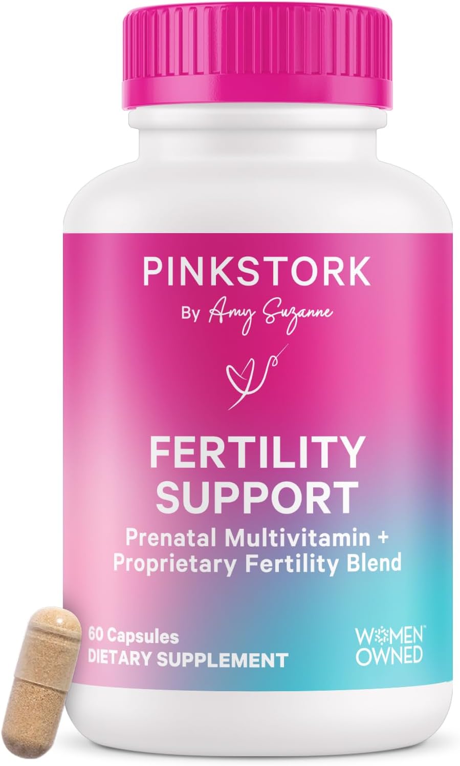 Pink Stork Fertility Supplements for Women - Prenatal Multivitamin with Ovulation, Conception, & Hormone Balance Support - 17 Vitamins & Inositol, Ashwagandha, & Vitex - 60 Capsules