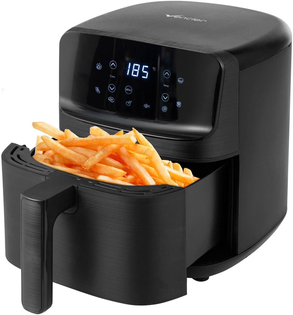 Vencier 4.2L Digital Air Fryer, 1500W Oil-Free Cooker with Touchscreen, Fry Force 360° Air Circulation, Adjustable Temp & Timer, Compact & Easy Clean Design (4.2L)