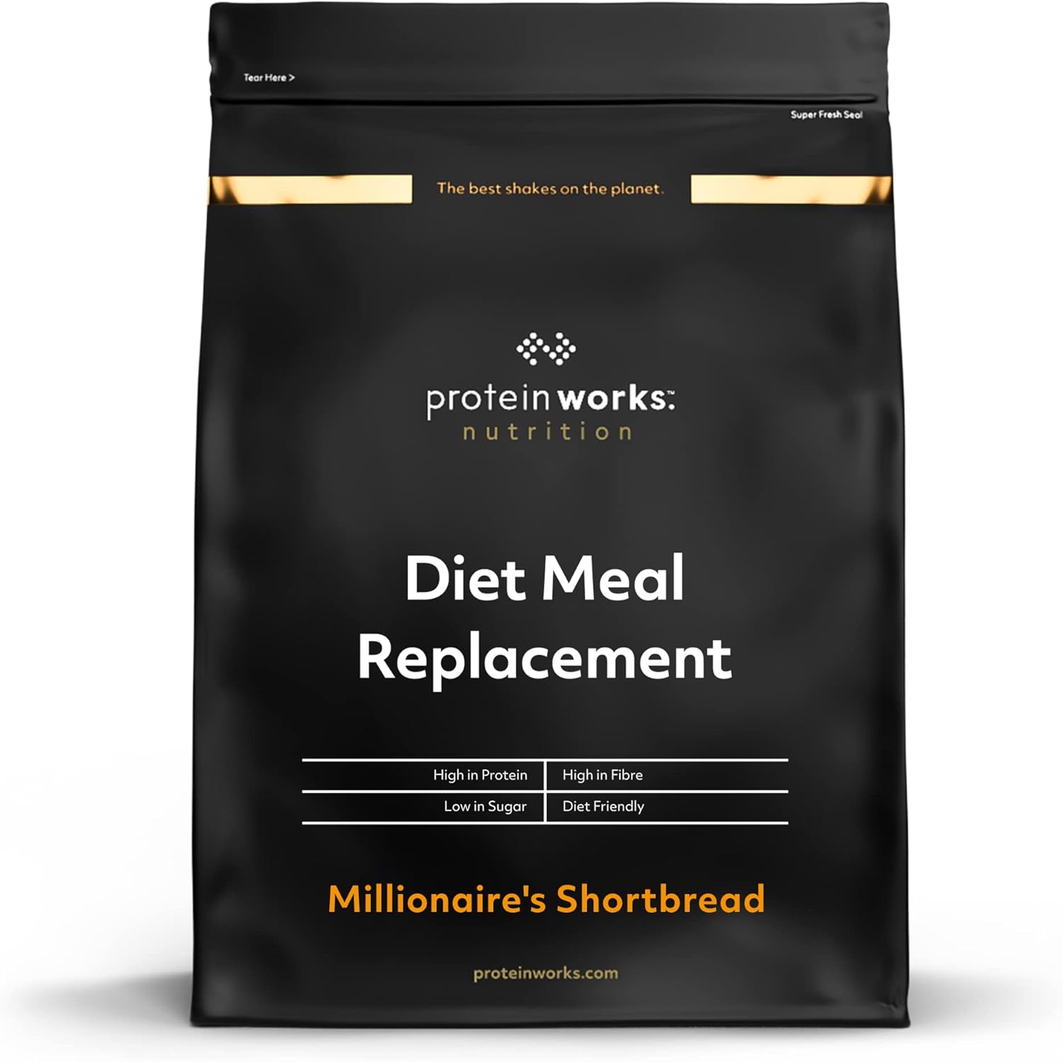 Protein Works - Diet Meal Replacement, Millionaire's Shortbread, Nutrient Dense Complete Meal, Immunity Boosting Vitamins, Affordable, Healthy And Quick, 7 Meals, 500g