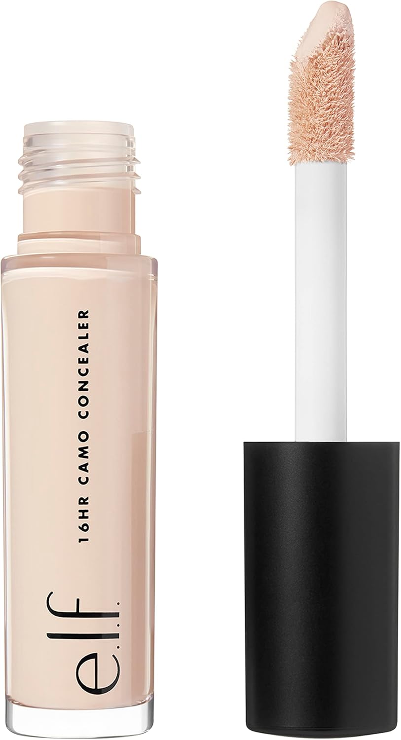 e.l.f. 16HR Camo Concealer Full Coverage Lightweight Conceals Corrects Contours Highlights Dries Matte Shades + 27 Colours Ideal for All Skin Types, Light Ivory, 6 millilitre