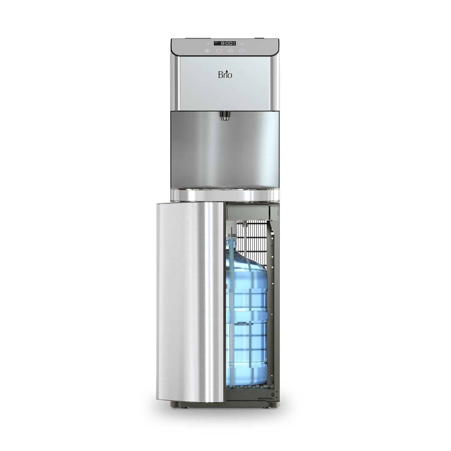 Brio Moderna Bottom Load Water Cooler Dispenser - Tri-Temp, Adjustable Temperature, Self-Cleaning, Touch Dispense, Child Safety Lock, Holds 3 or 5 Gallon Bottles, Digital Display and LED Light