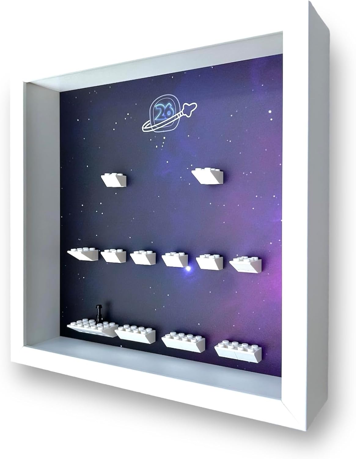 FRAMEPUNK Minifigure Display Case - for LEGO Minifigures Series 26 71046 - Wall Mount or Free Stand - Deep for accessories - Removable Front for Easy Access - White Case
